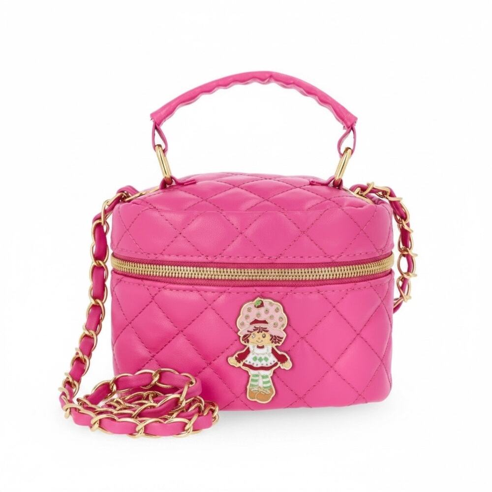 Strawberry Shortcake Pink Quilted Mini Crossbody Bag
Faux Leather Cute Pouch Bag